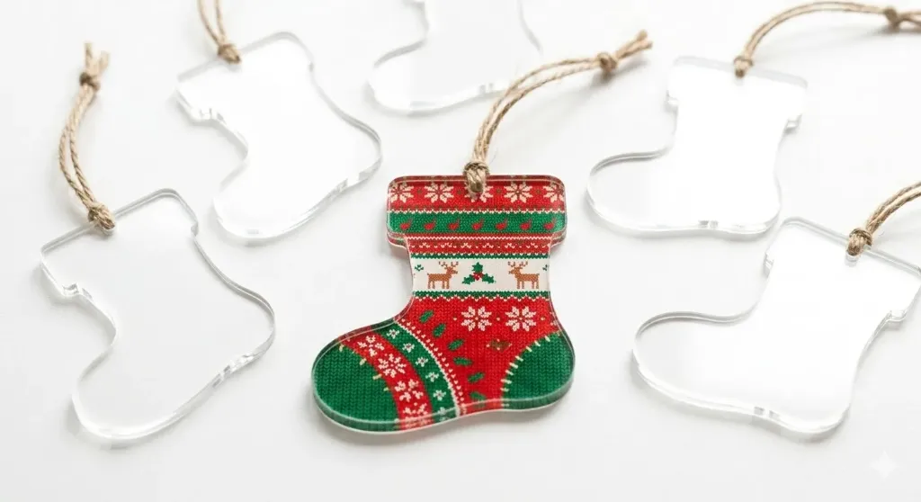 [5282] ADORNO SUBLIMABLE BOTA DE NAVIDAD ACRILICO 3 mm