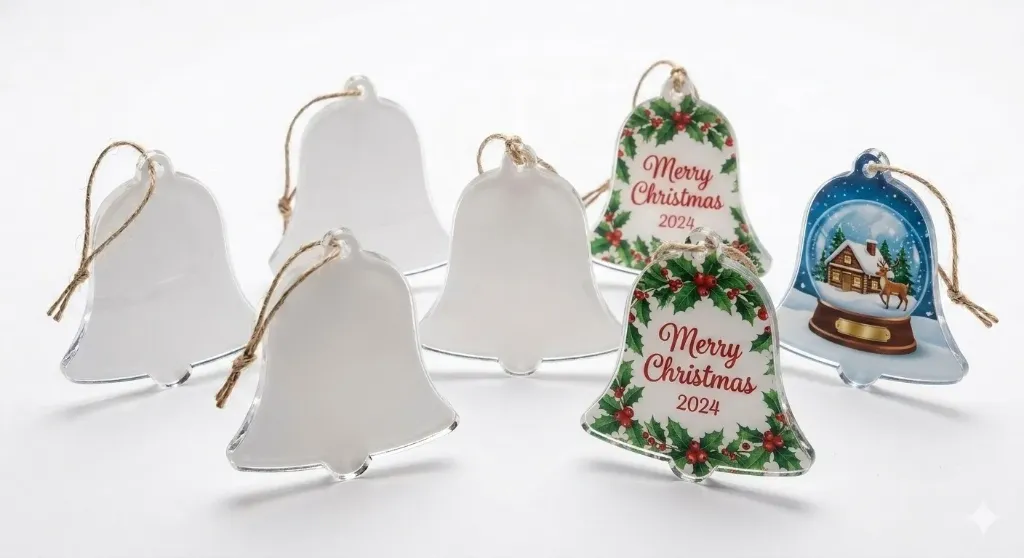 [5283] ADORNO SUBLIMABLE CAMPANA DE NAVIDAD ACRILICO 3 mm