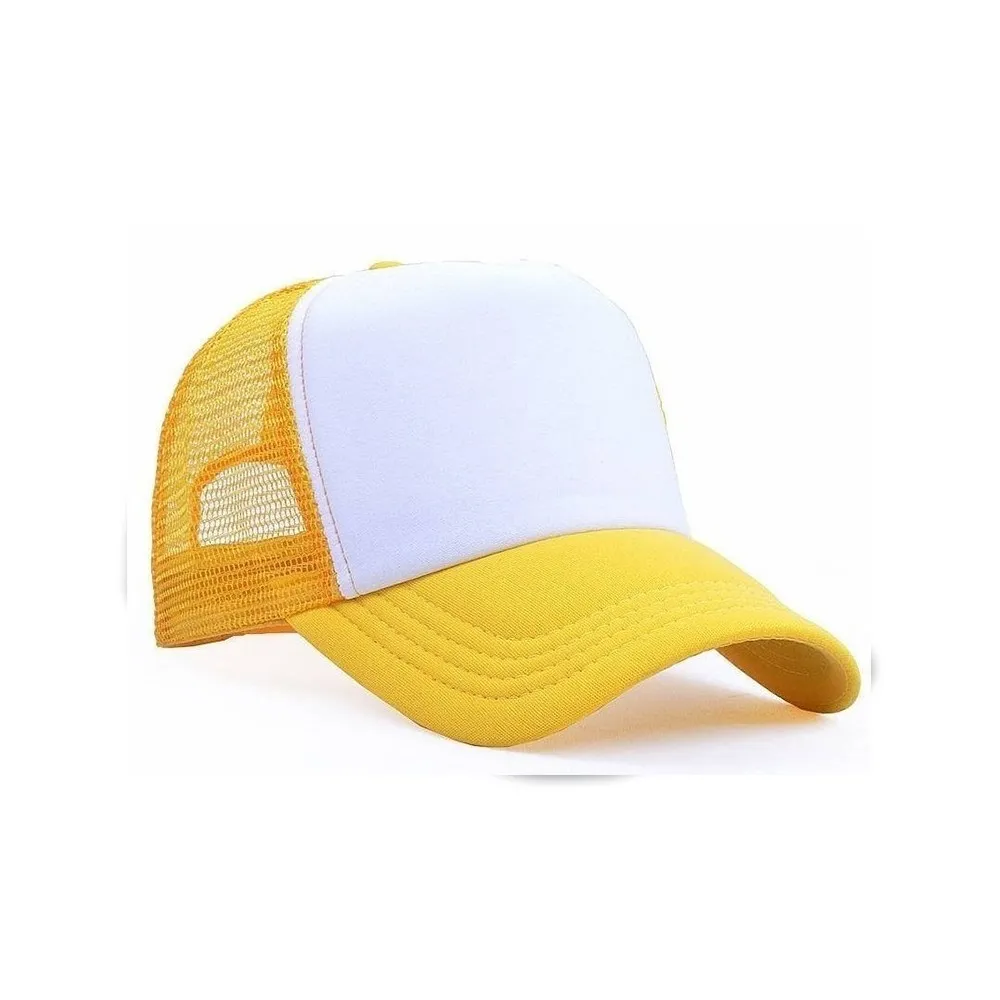 [1216] G06 Gorra Trucker TALLE INFANTIL Vicera y Red AMARILLO Frente BLANCA