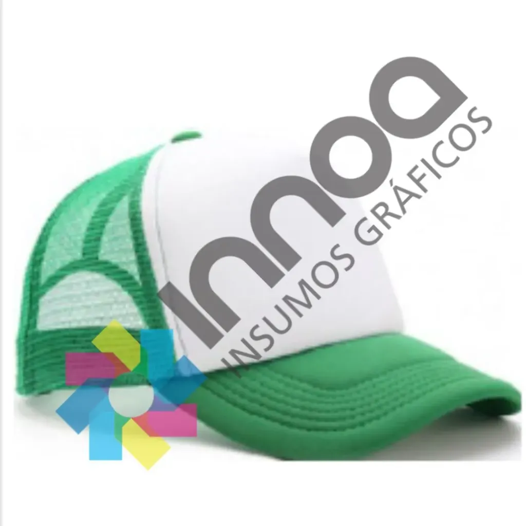 [5796] G06 Gorra Trucker TALLE INFANTIL Vicera y Red  VERDE BENETTON Frente BLANCA