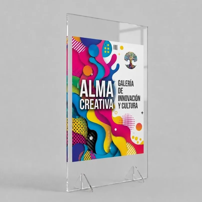 [PLACASUV45] Acrilico Cristal 3 mm imp UV CMYK + Blanco 39 x 60 cm