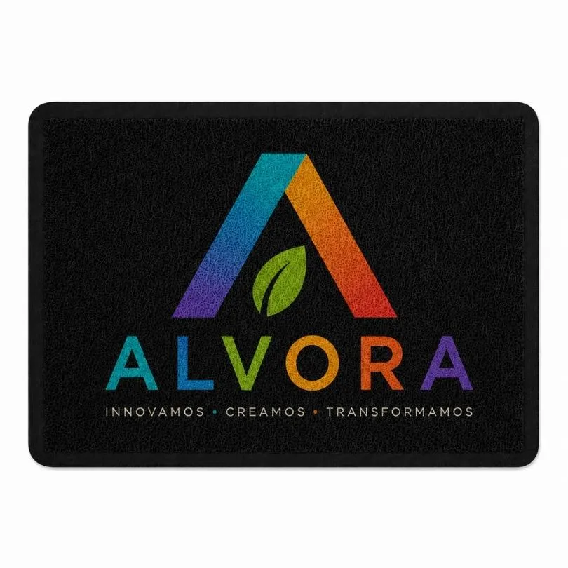 [AlfFel01] Alfombra Rulo Simil Felpudo NEGRA Impreso 40 X 60 cm