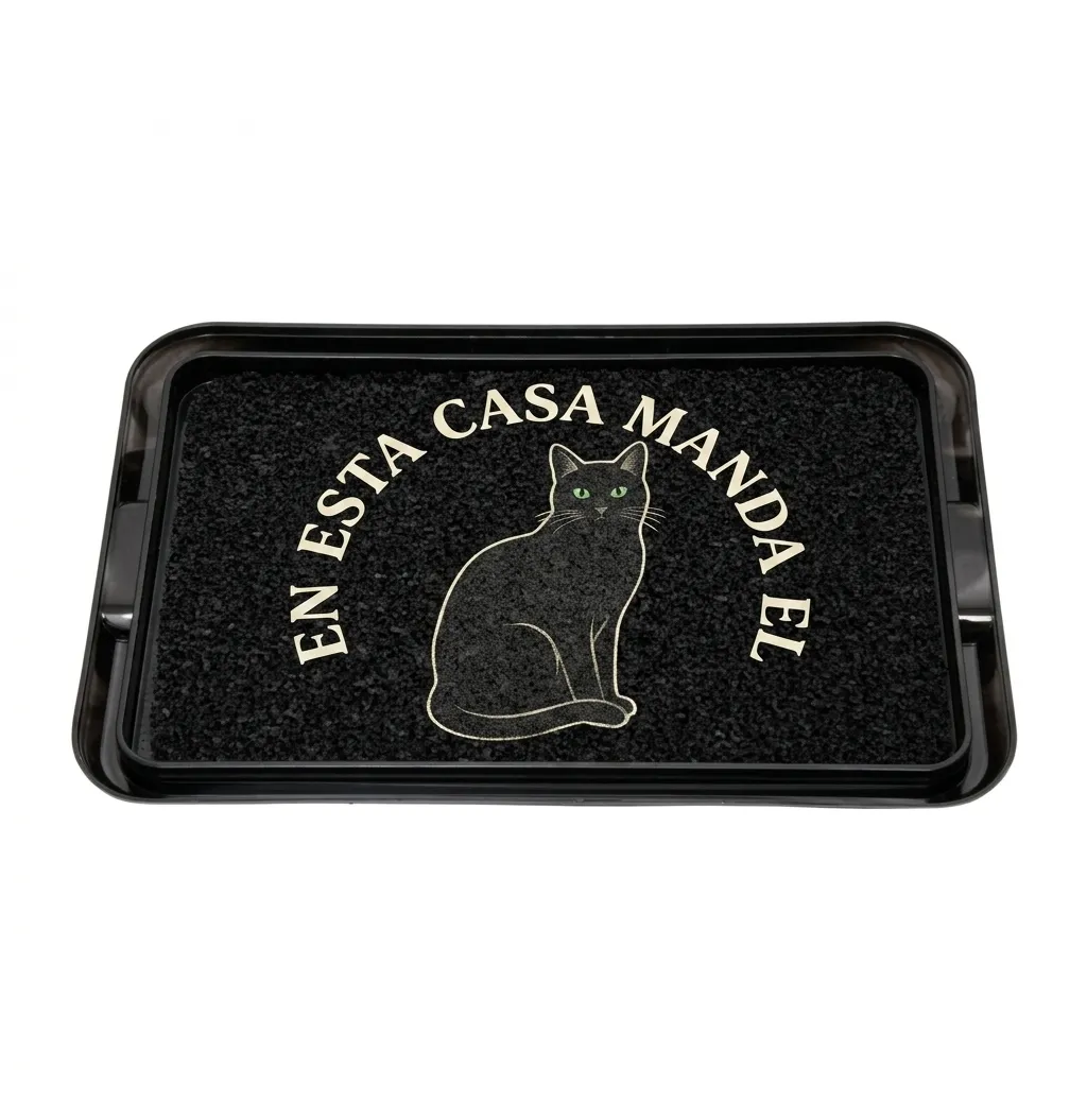 [6700] Bandeja Sanitizante con Alfonbra Negra Impresa UV 33 X 49 cm