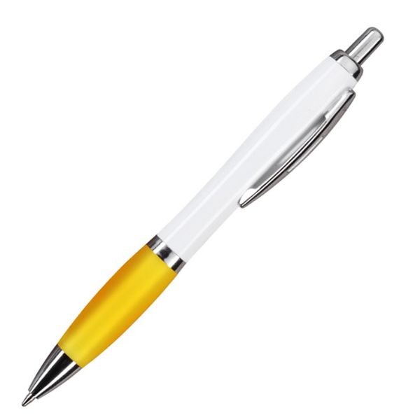 boligrafo K750 PLASTICO CUERPO BLANCO GRIP AMARILLO