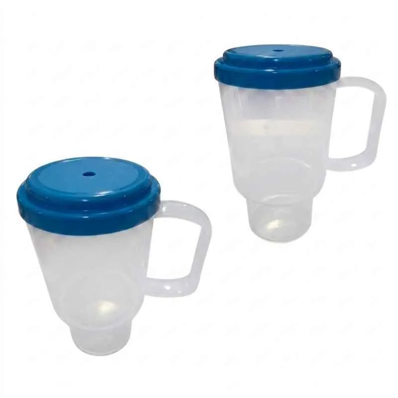 JARRO TRANSPARENTE CON TAPA 500 CC CELESTE (SIN SORBETE)