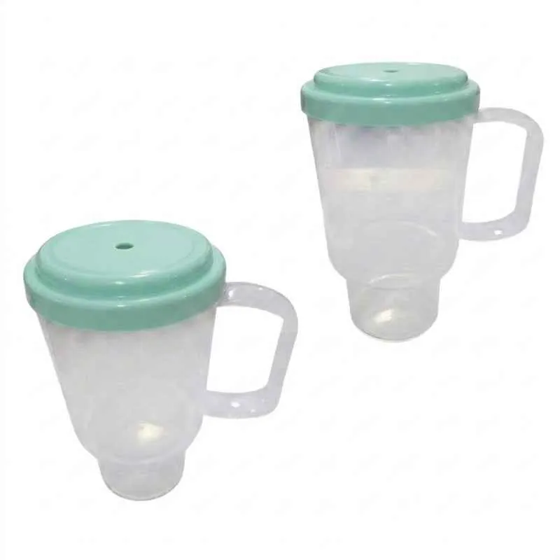 JARRO TRANSPARENTE CON TAPA 500 CC CELESTE AGUA (SIN SORBETE)
