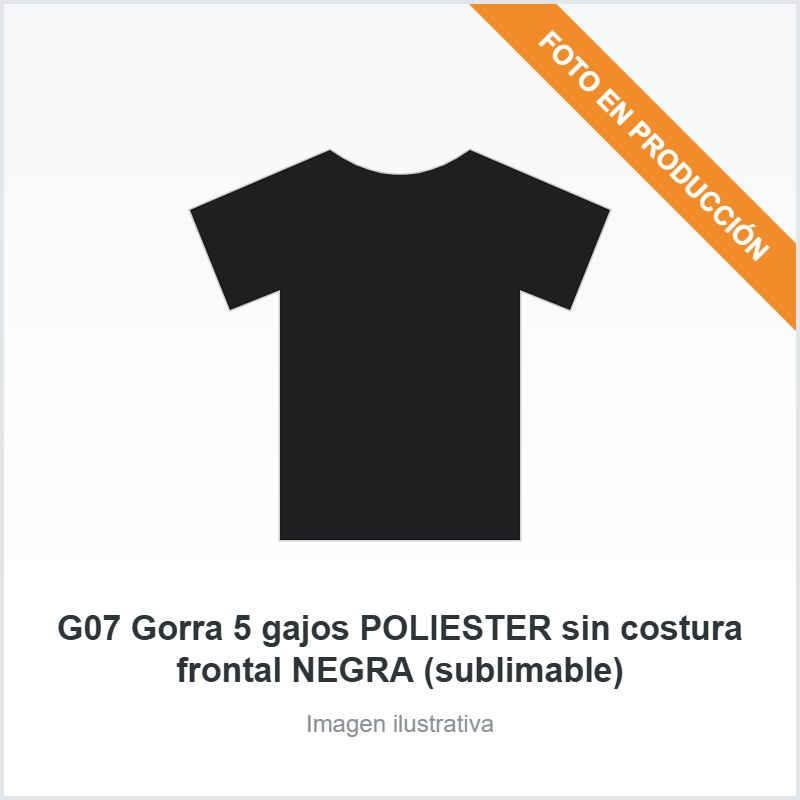 G07 Gorra 5 gajos POLIESTER sin costura frontal NEGRA (sublimable)